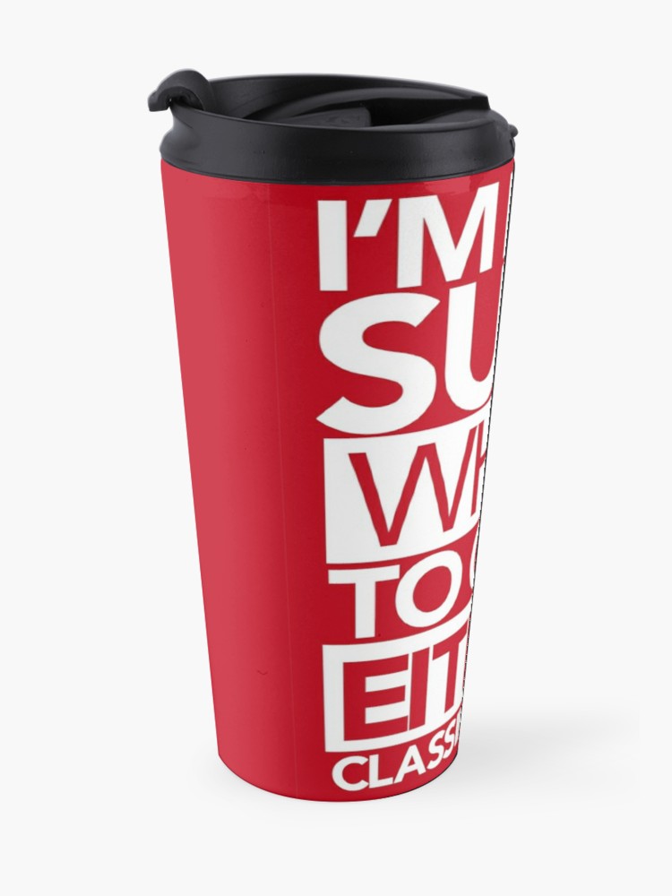 Red "I'm not sure when to clap either" travel mug